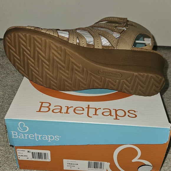 BareTraps Tan Strappy Wedge Sandals with Crisscross Cage - Picture 2 of 5